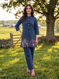 Prisha space cotton embroidery co-ord set