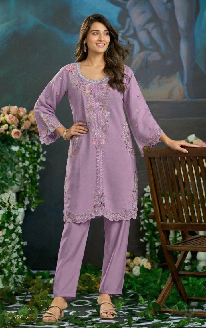 Mayuri Mauve Embroidered Co-ord Set