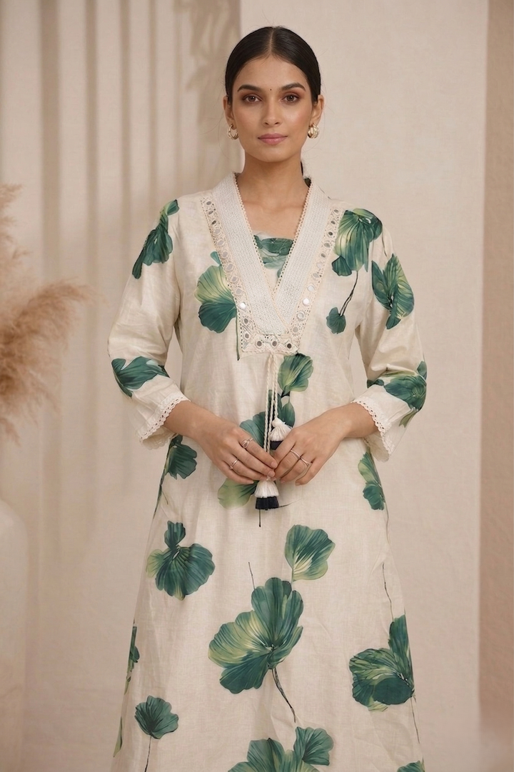 Poppi peony cotton kurta pant set