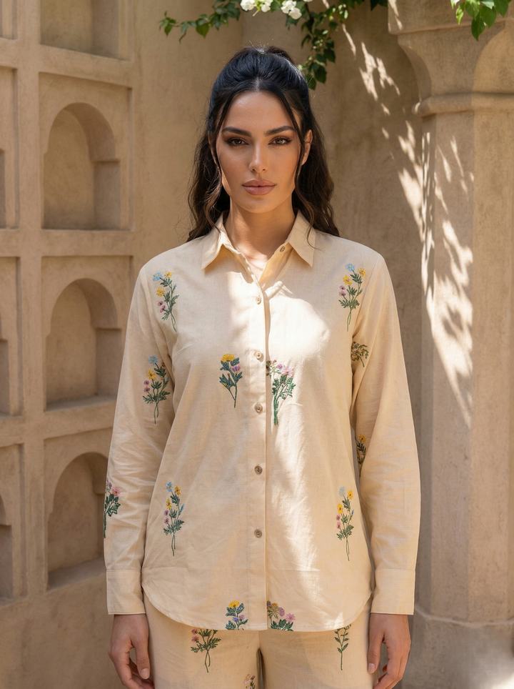 Molly Lime embroidery cotton co-ord set