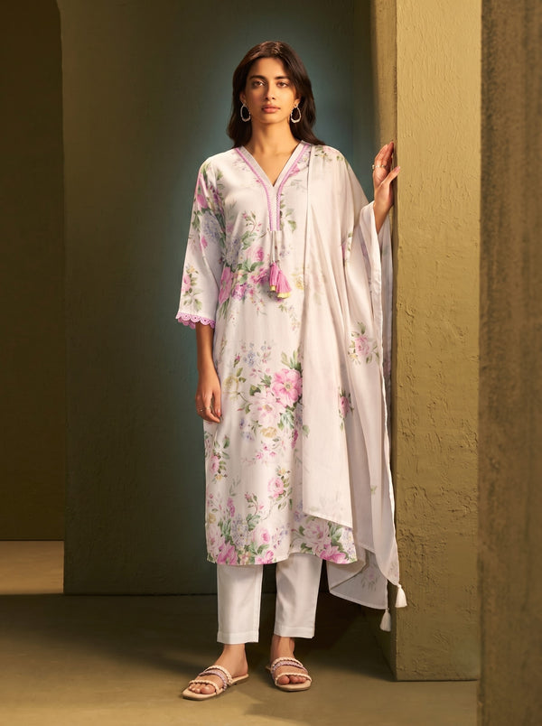 Itrh peony cotton linen suit set