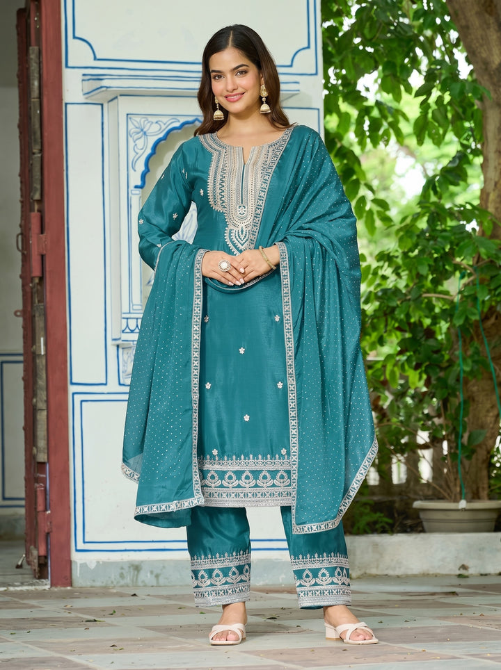 Malti peacock full work suit set