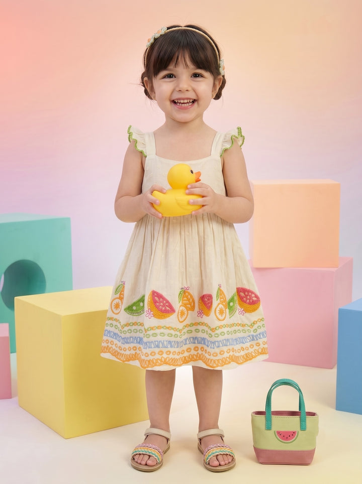 Joy fruit embroidery cotton dress