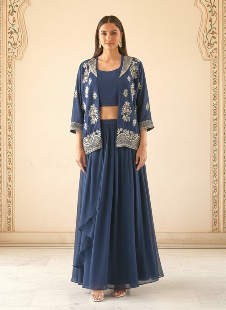 Rasā Midnight Handwork Luxury Fusion Wear Set