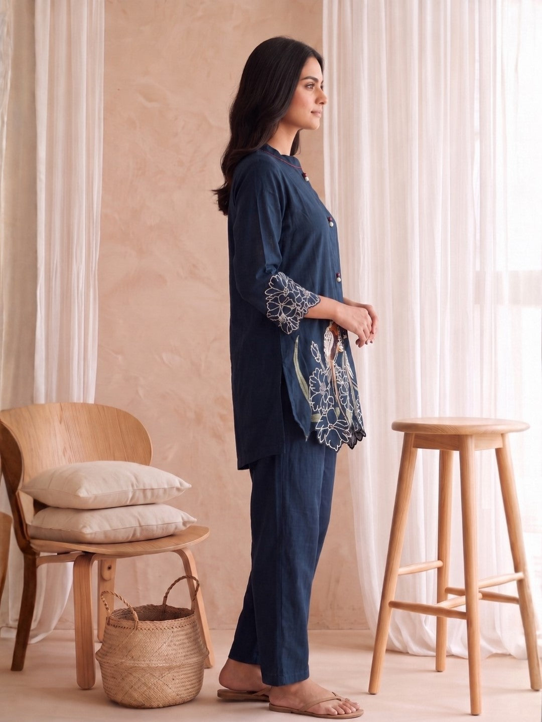 Gaur Sapphire Embroidery Cotton Co Ord Set
