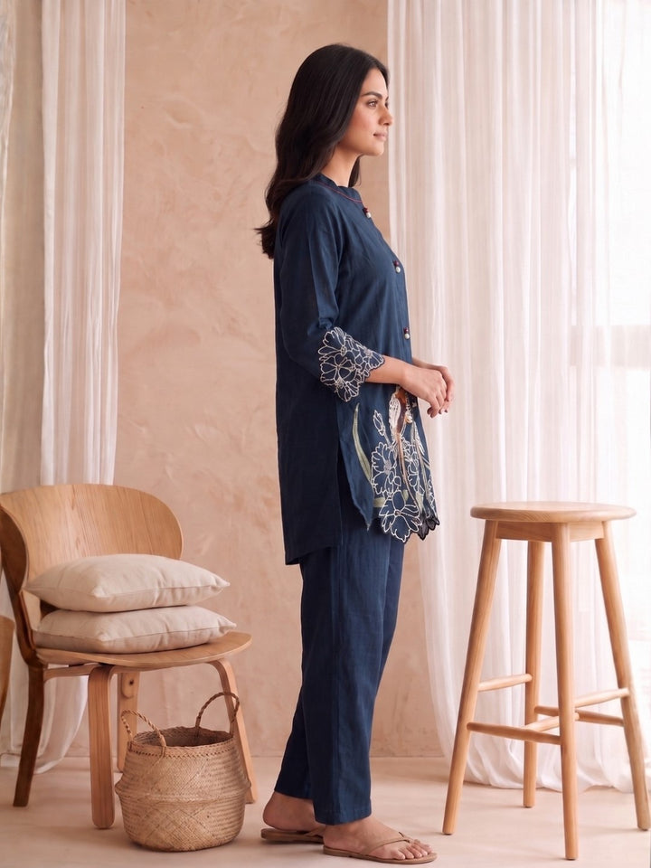 Gaur Sapphire Embroidery Cotton Co Ord Set