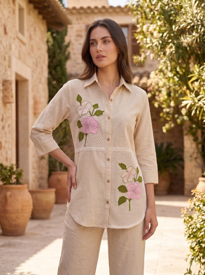 Hiral Pecan Embroidery Co-Ord Set