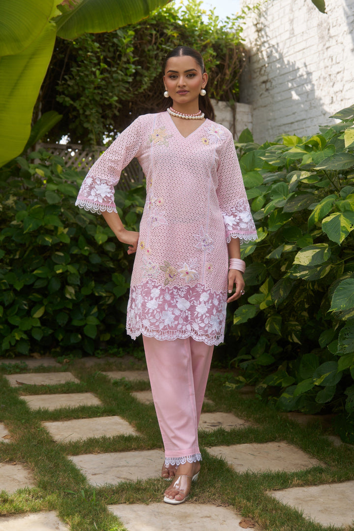 Anumeha Cerise Embroidered Co-ord Set