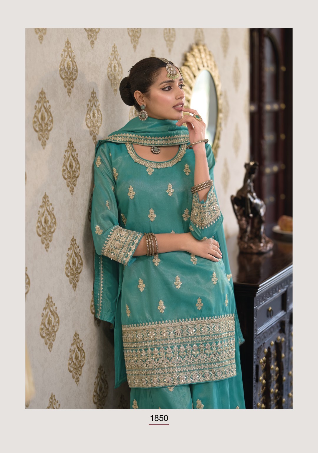 Ashtami fern full work premium suit set