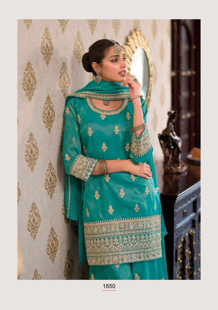 Ashtami fern full work premium suit set