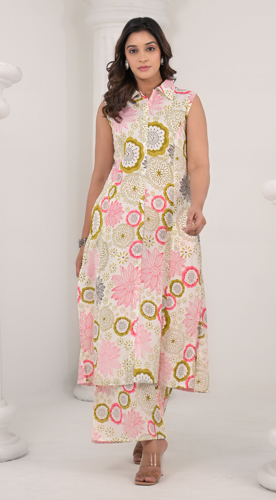 RAAGVI BLUSH PRINTED COTTON KURTA PANT SET