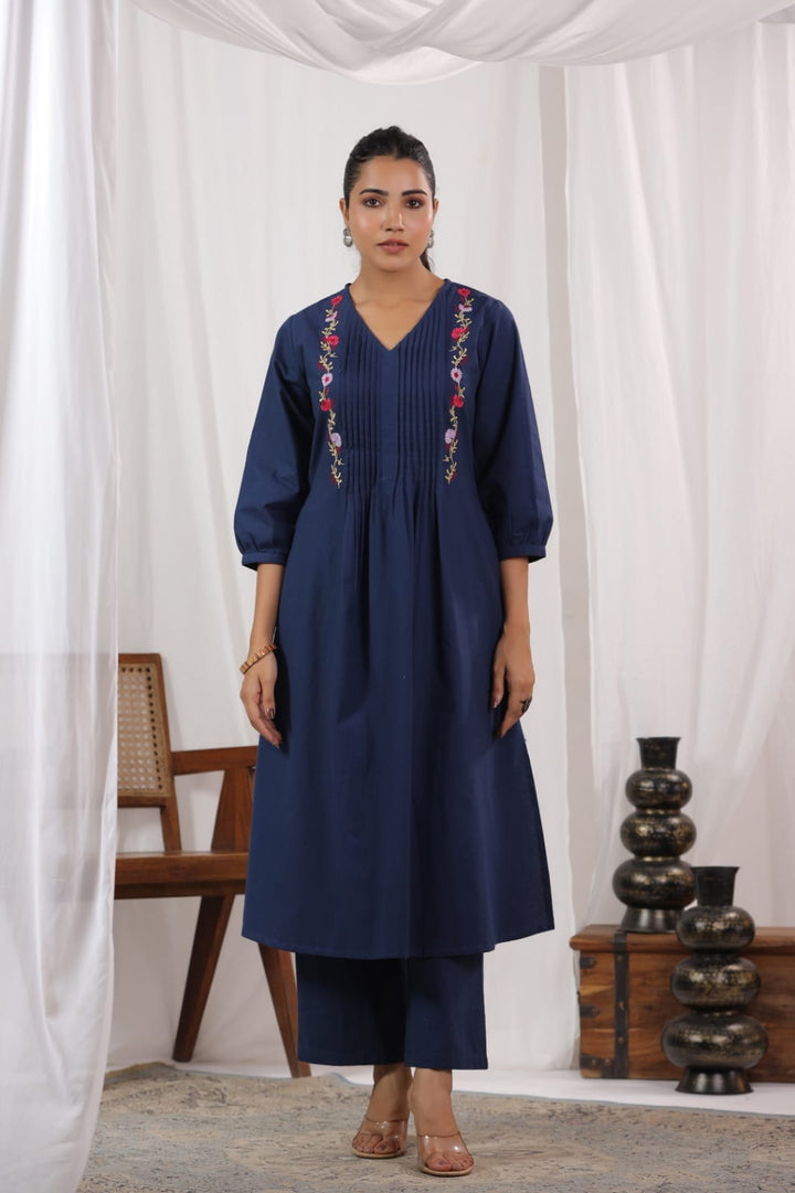 Diti Indigo Cotton Kurta Pant Set