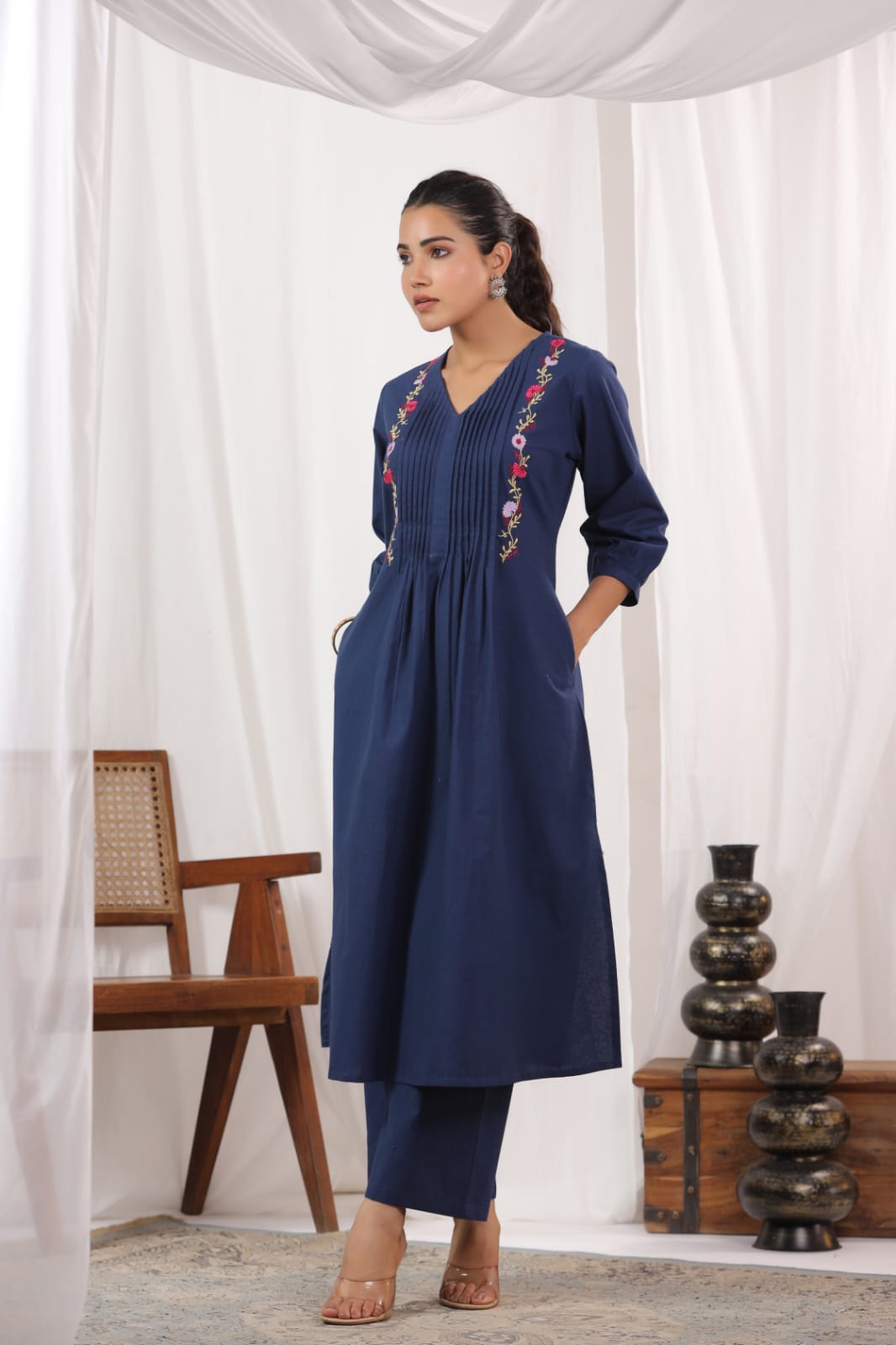 Diti Indigo Cotton Kurta Pant Set