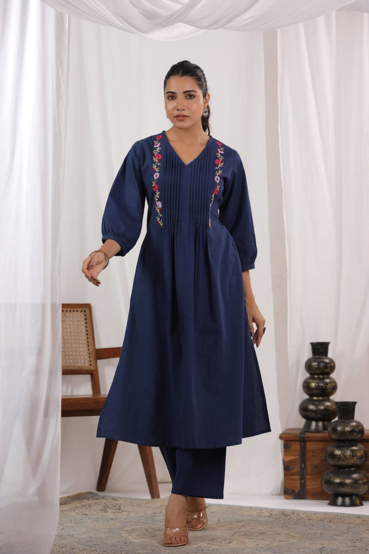 Diti Indigo Cotton Kurta Pant Set