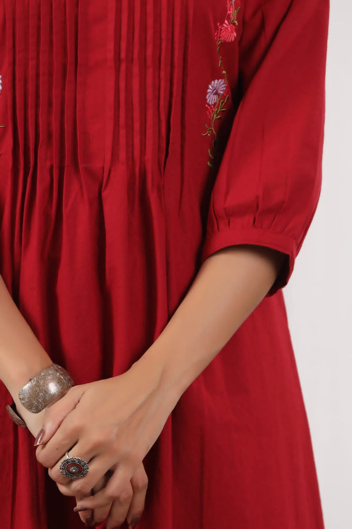 Diti Rosewood Cotton Kurta Pant Set