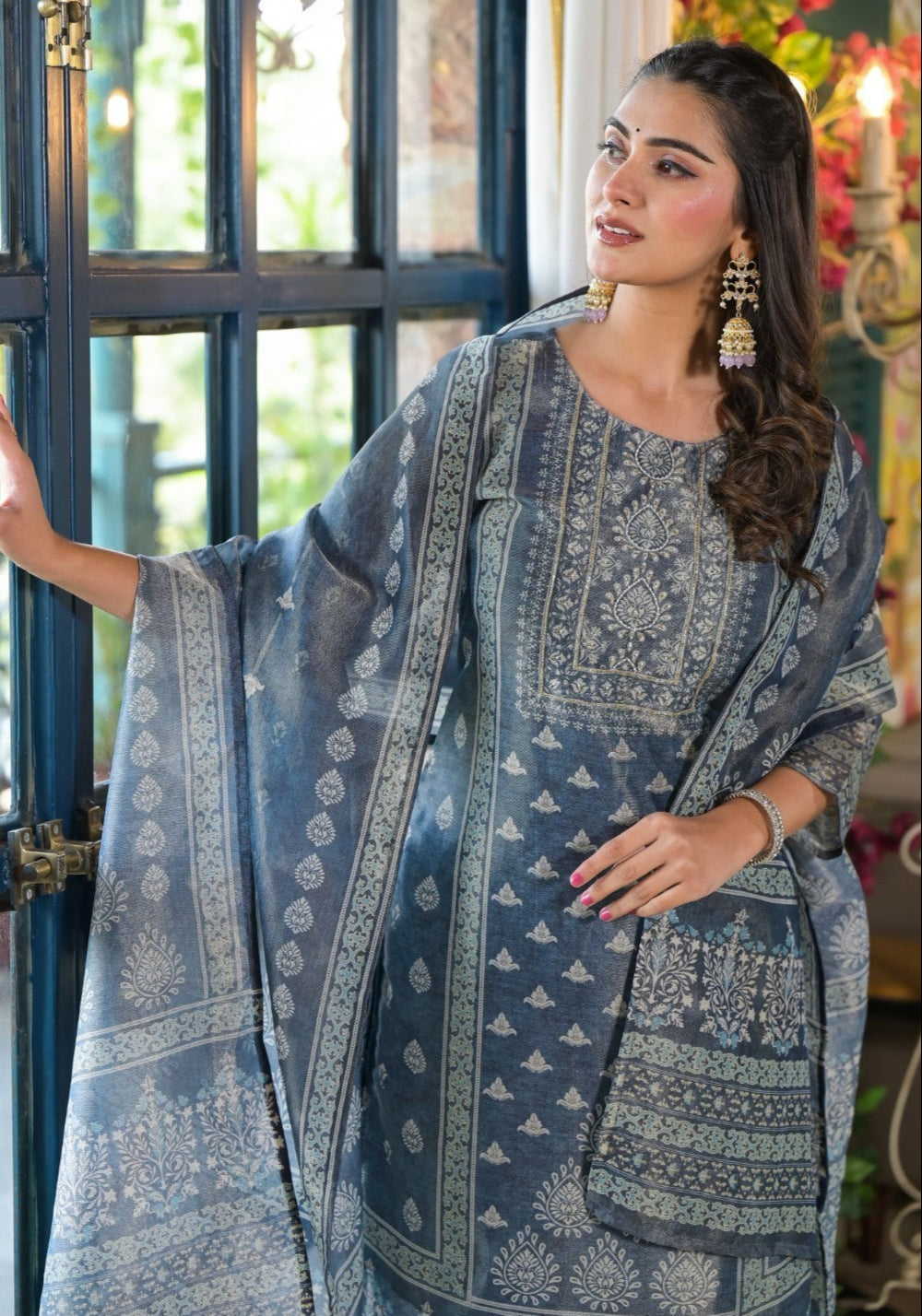 Nabha Bluewood Printed Work Suit Set