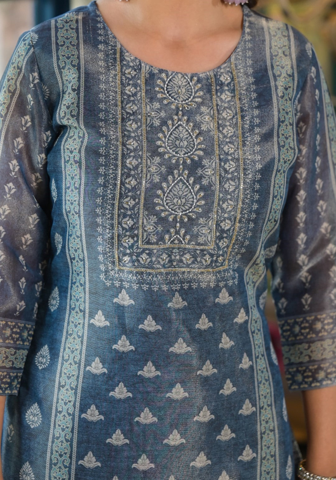 Nabha Bluewood Printed Work Suit Set