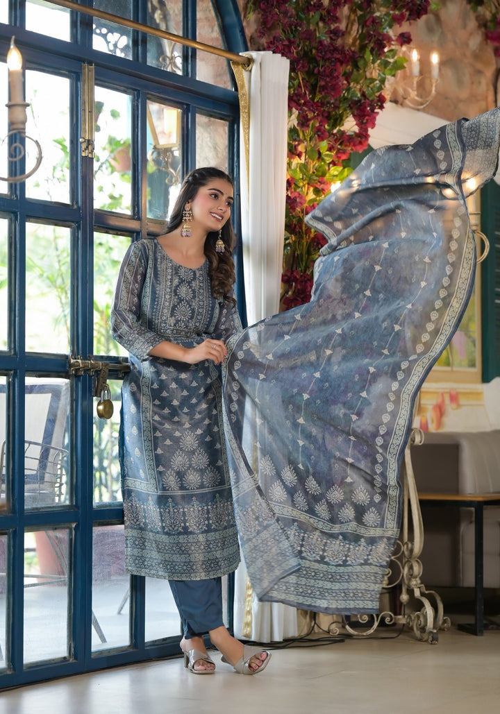 Nabha Bluewood Printed Work Suit Set