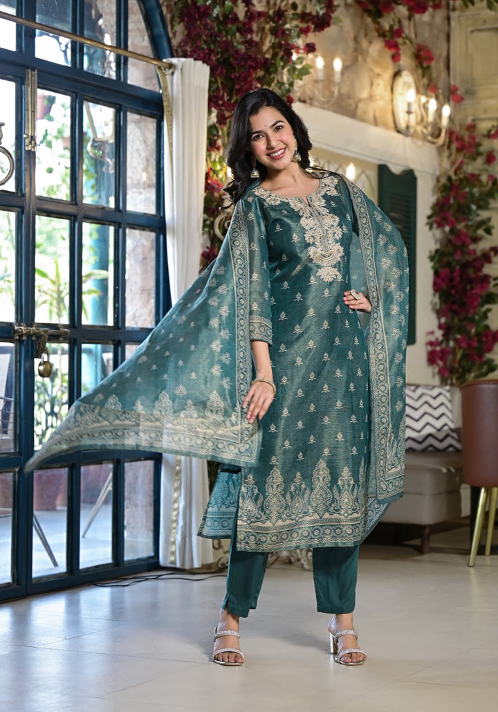 Nabha Pine Printed Work Suit Set