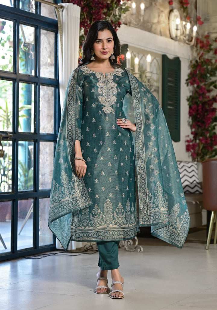 Nabha Pine Printed Work Suit Set