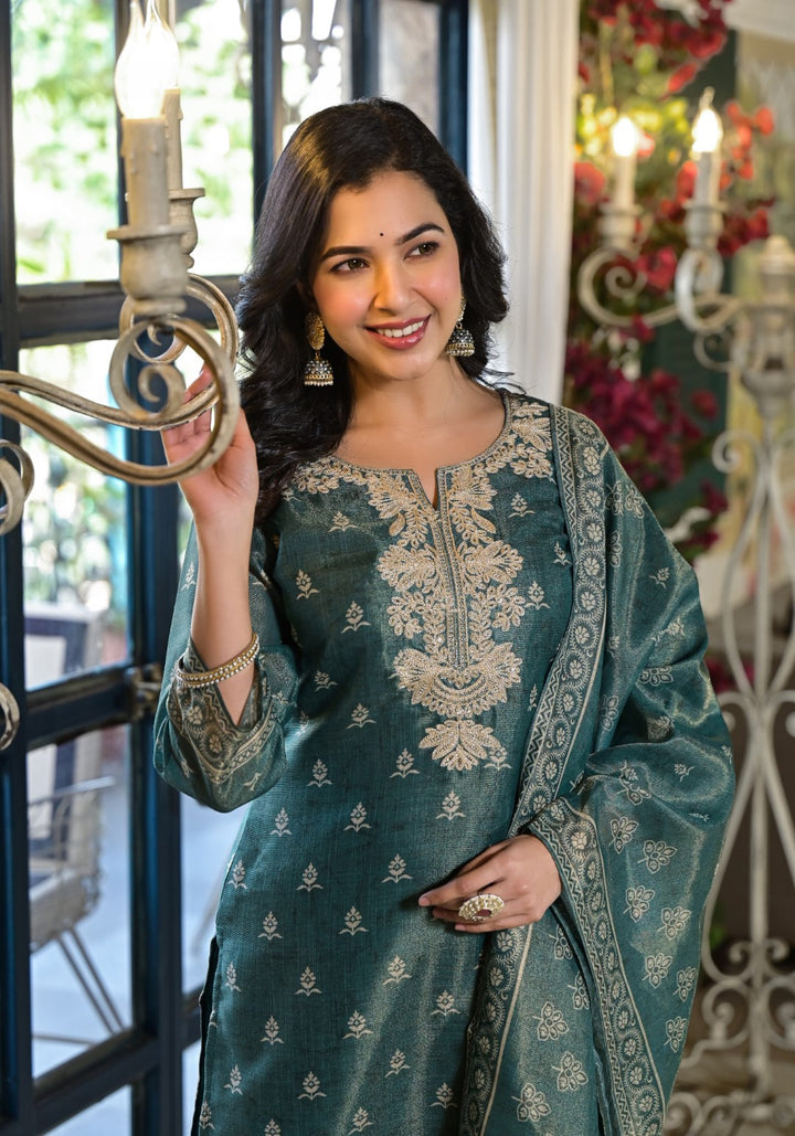 Nabha Pine Printed Work Suit Set