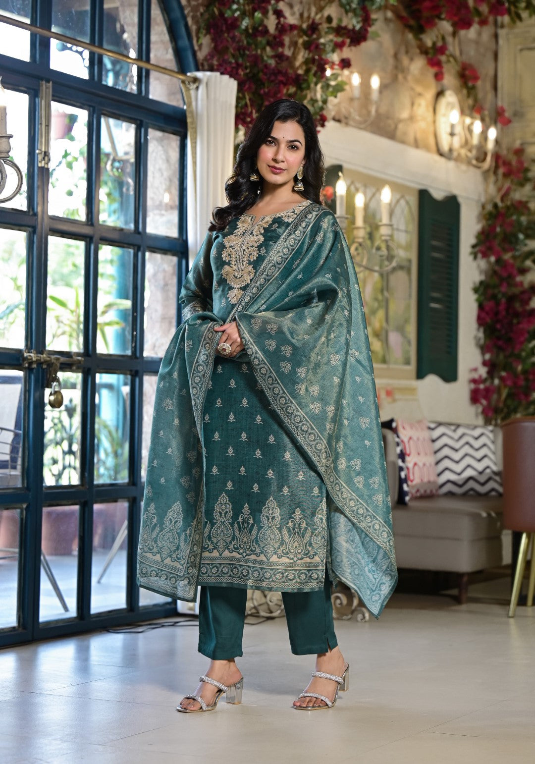 Nabha Pine Printed Work Suit Set
