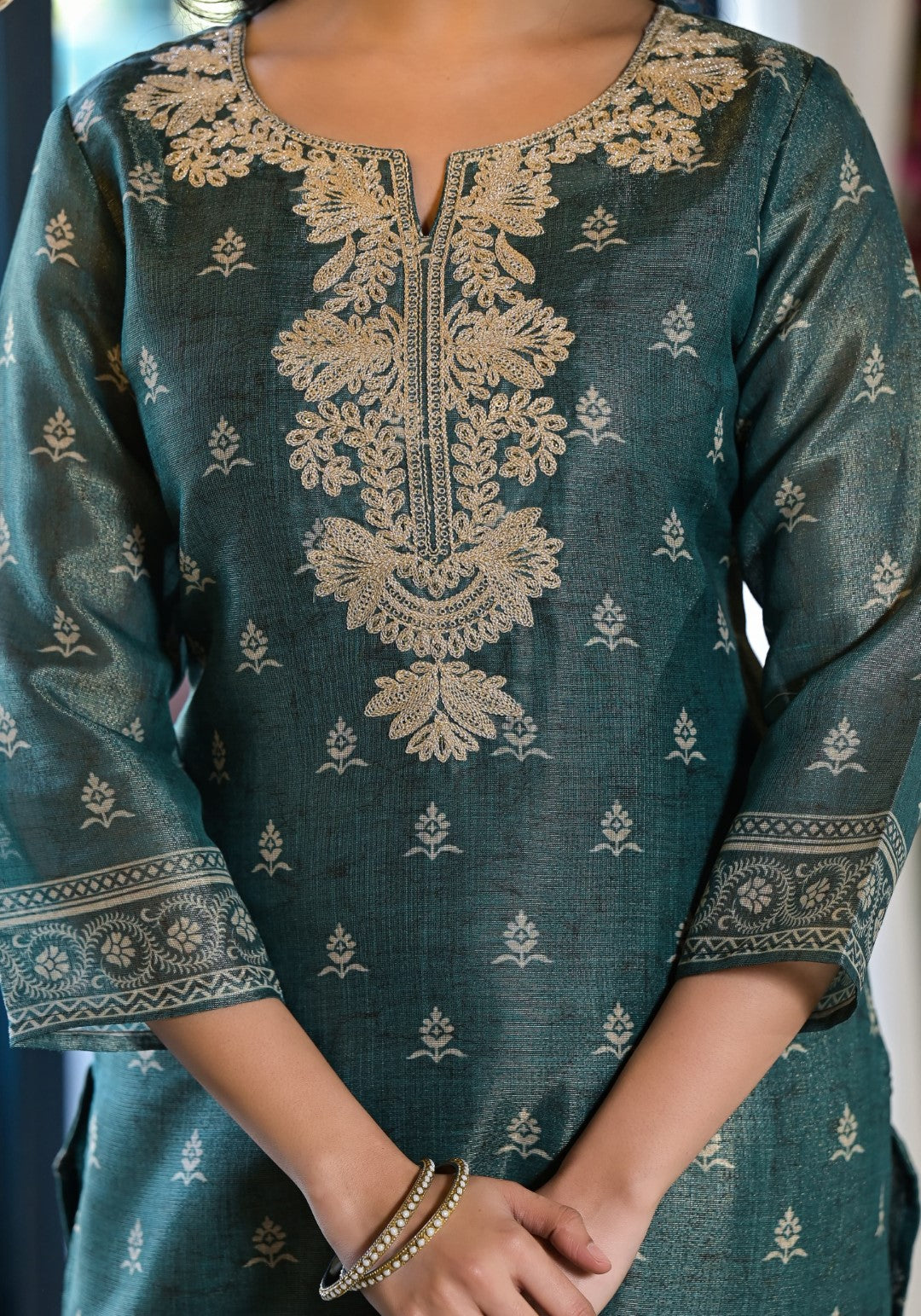 Nabha Pine Printed Work Suit Set