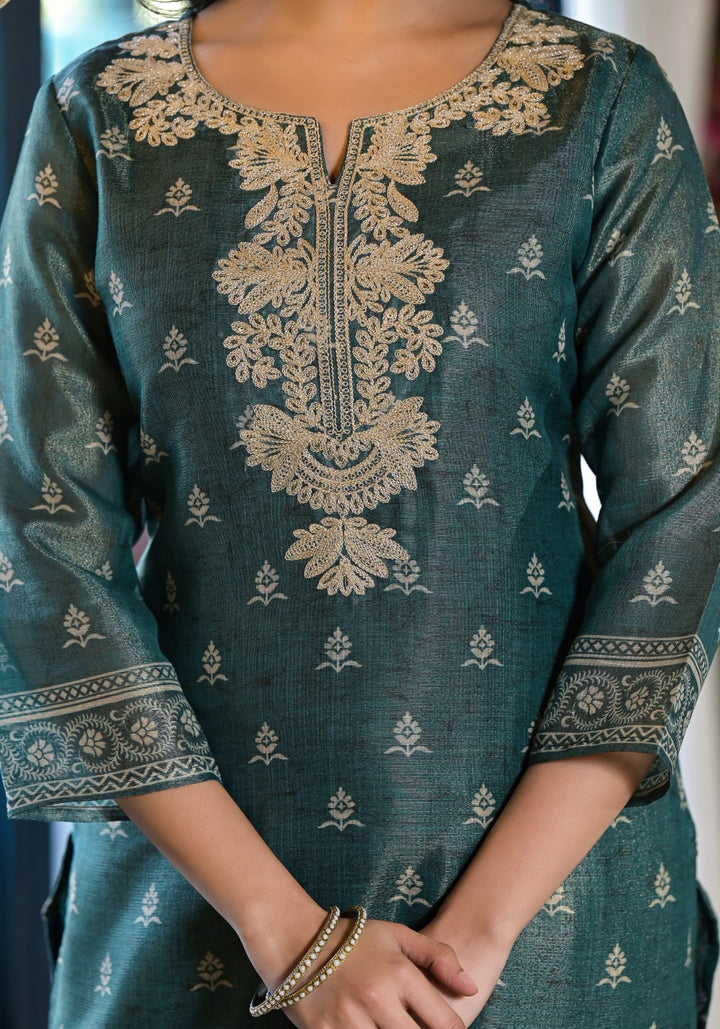 Nabha Pine Printed Work Suit Set