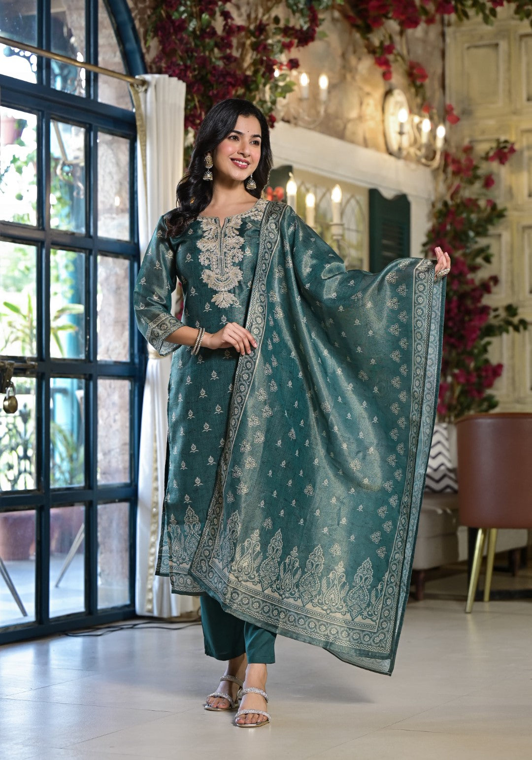 Nabha Pine Printed Work Suit Set