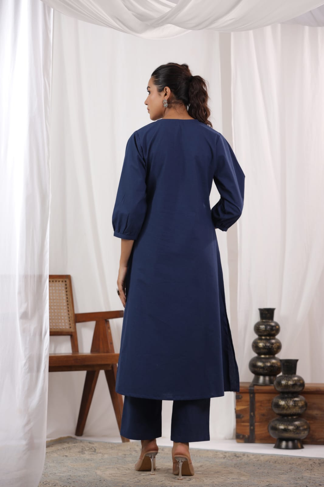 Diti Indigo Cotton Kurta Pant Set