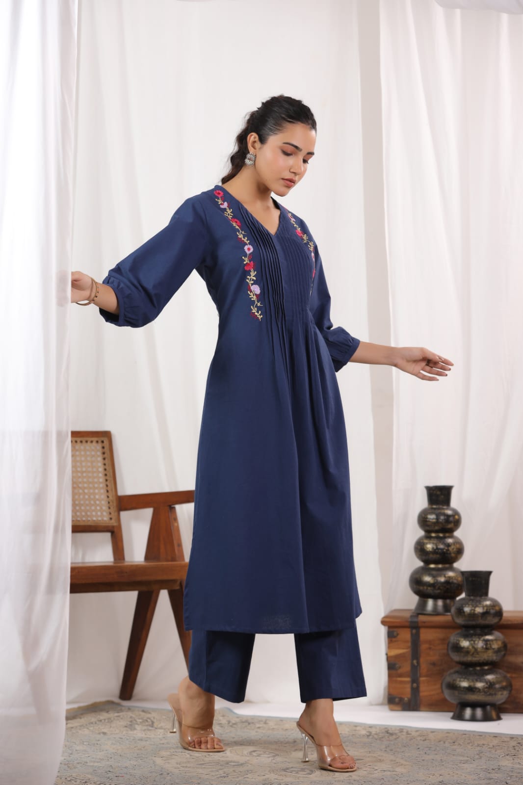 Diti Indigo Cotton Kurta Pant Set