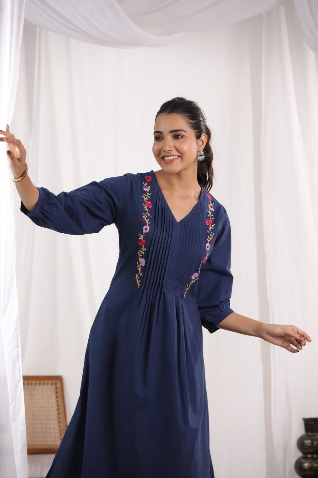 Diti Indigo Cotton Kurta Pant Set