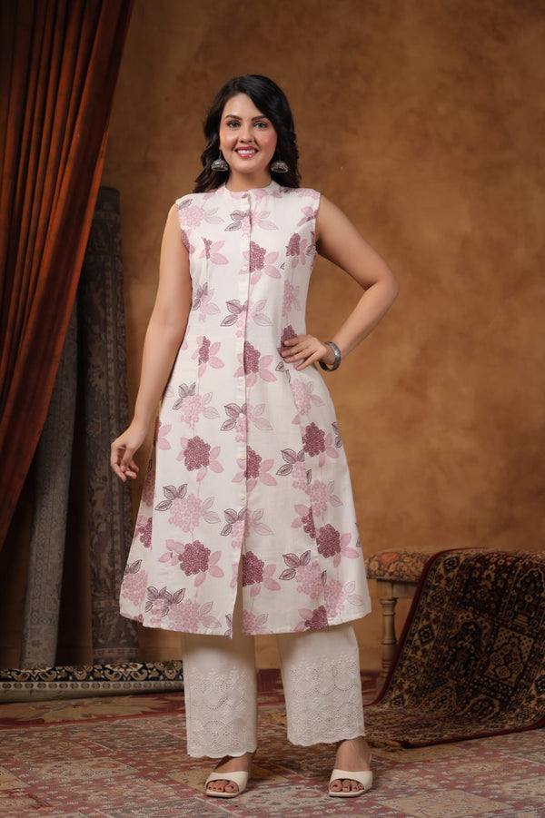 RAMBHA PURPLE COTTON KURTA PANT SET