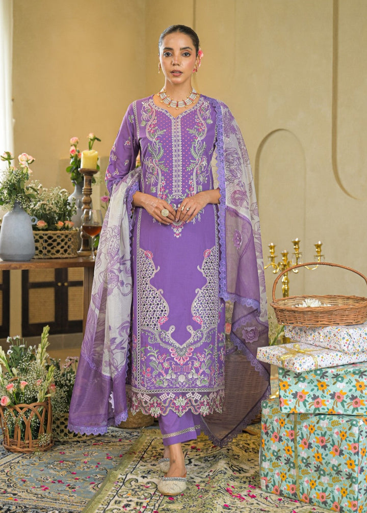 Vastramaya Lavender full embroidery lawn suit set