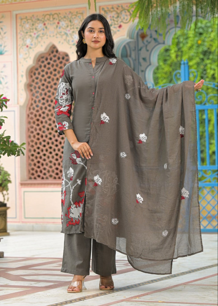 Sanjana Moss Embroidered Suit Set