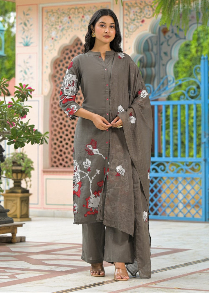 Sanjana Moss Embroidered Suit Set