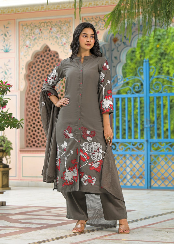Sanjana Moss Embroidered Suit Set