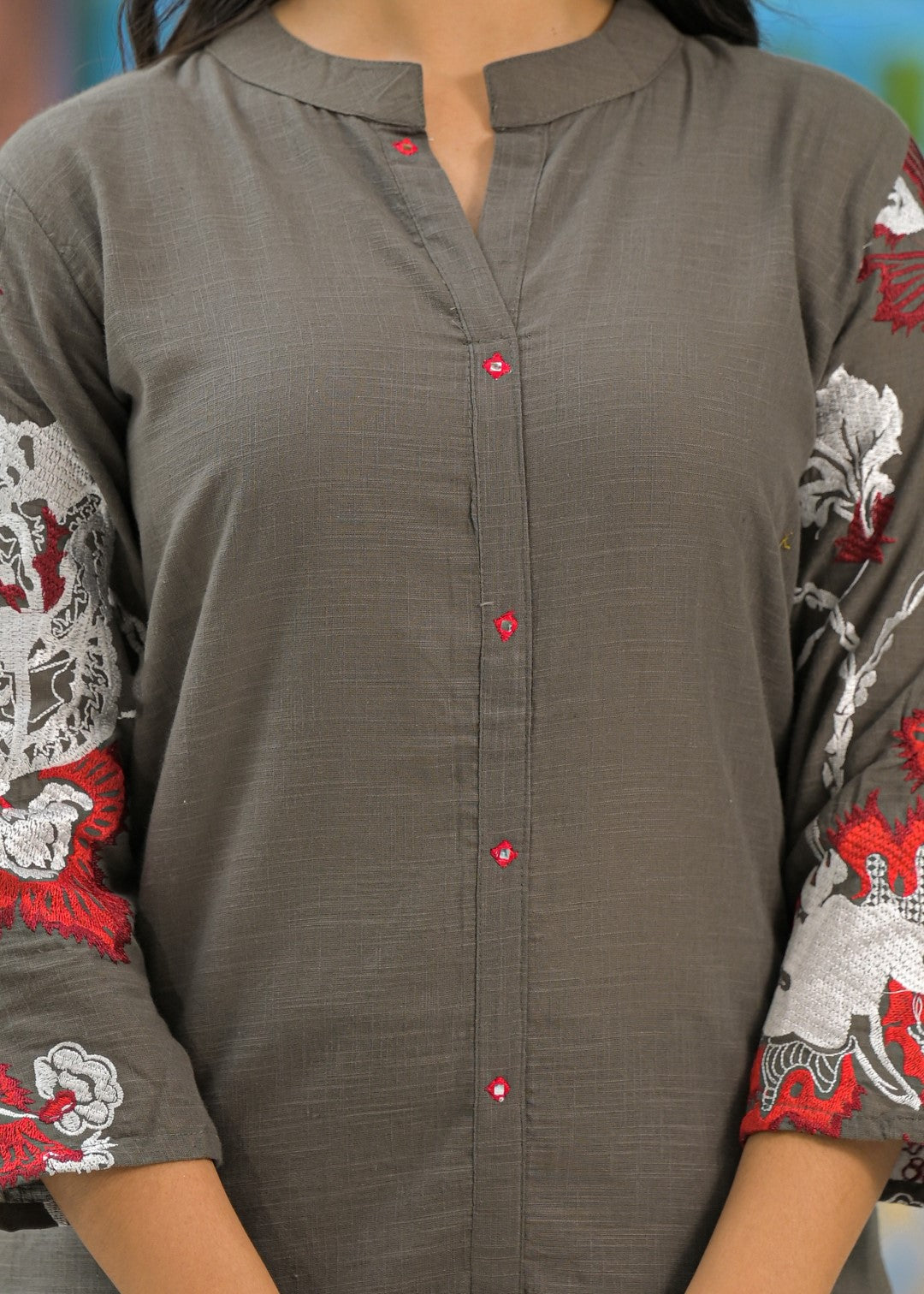 Sanjana Moss Embroidered Suit Set