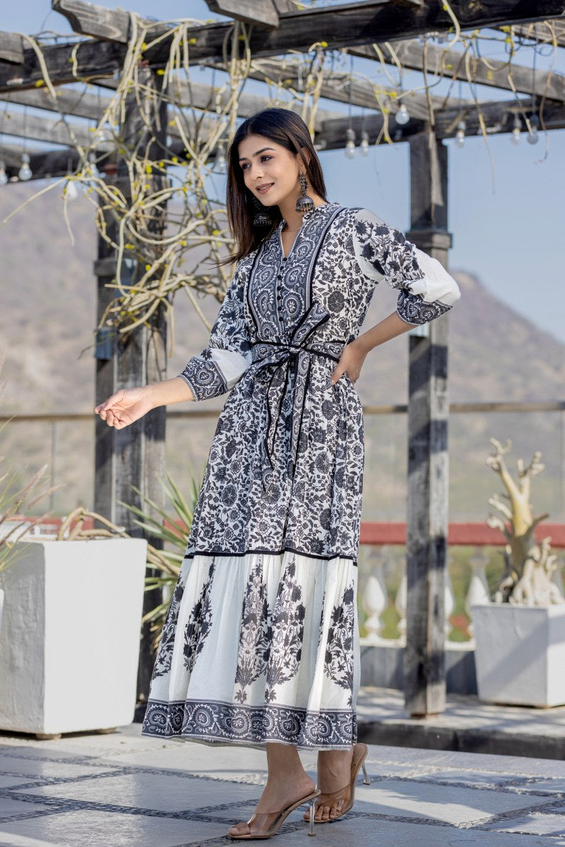 SAM ANOKHI PERSIAN PRINT COTTON DRESS