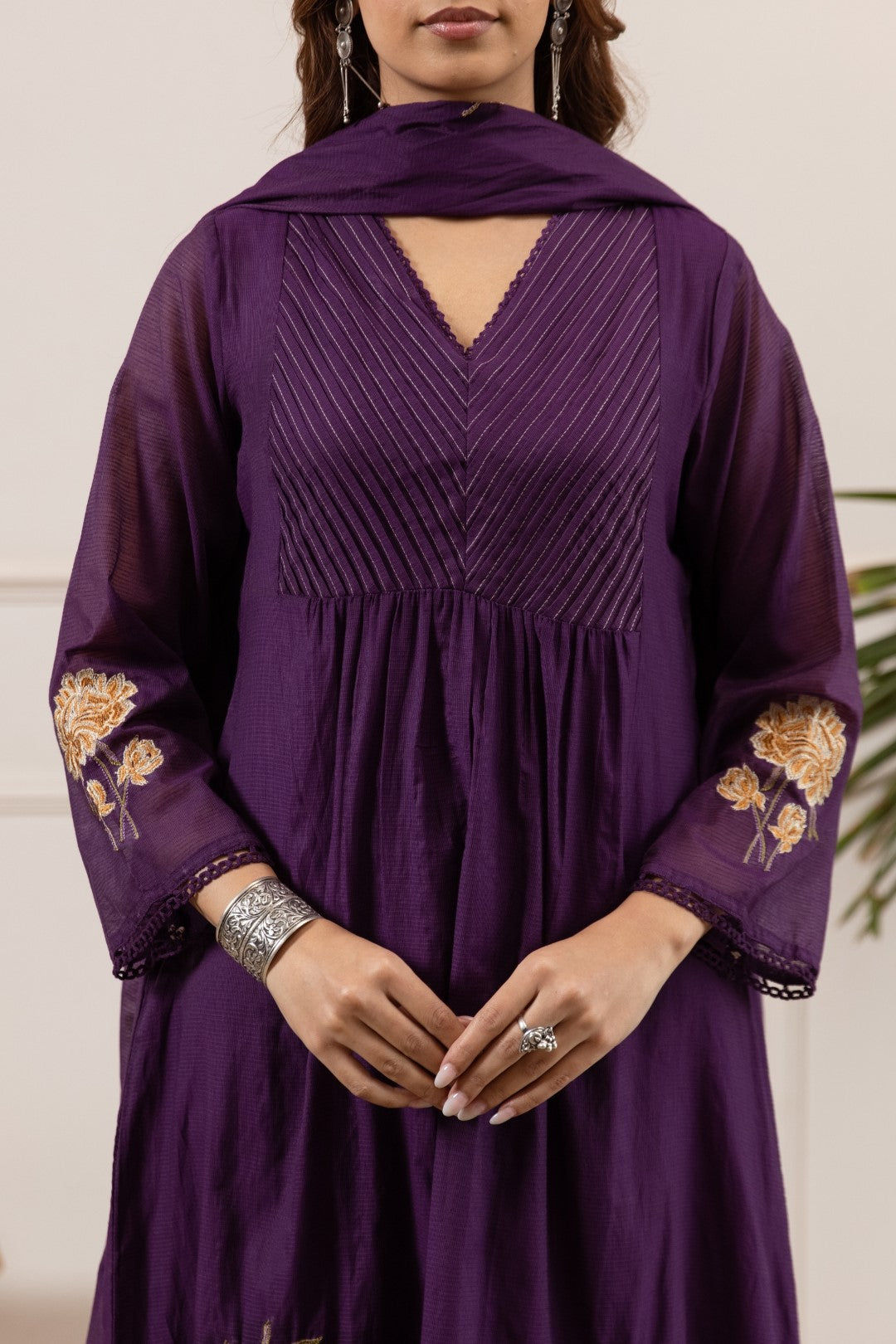 Toran orchid embroidery cotton suit set