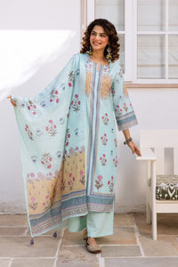 Kamli softblue cotton suit set