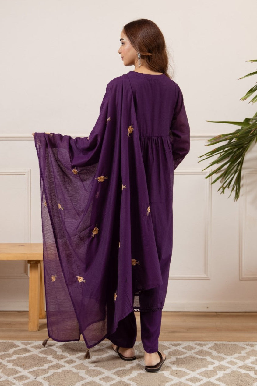 Toran orchid embroidery cotton suit set