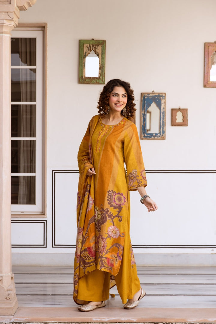 Karen Canary Cotton Suit Set