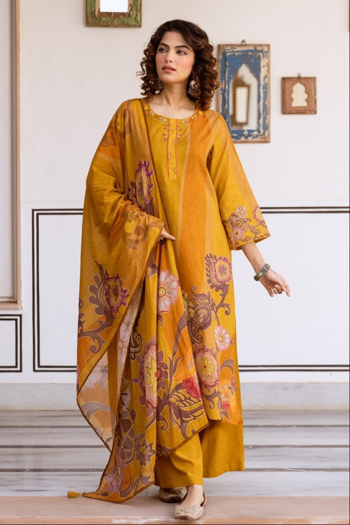 Karen Canary Cotton Suit Set