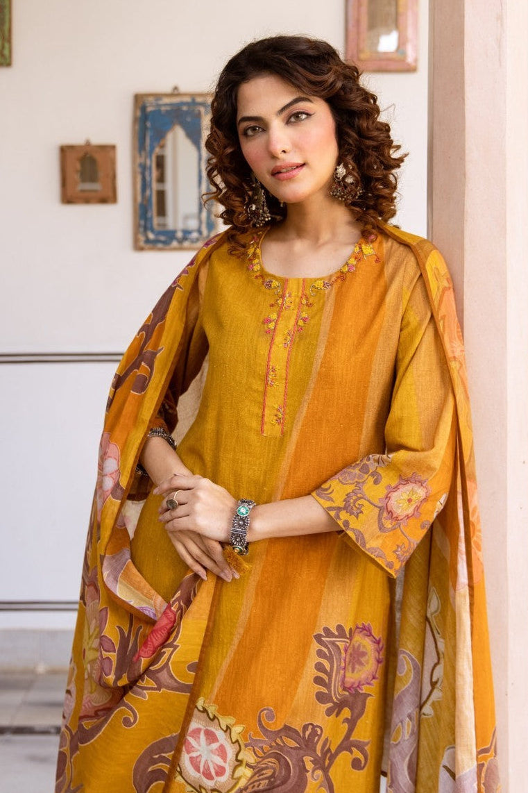 Karen Canary Cotton Suit Set