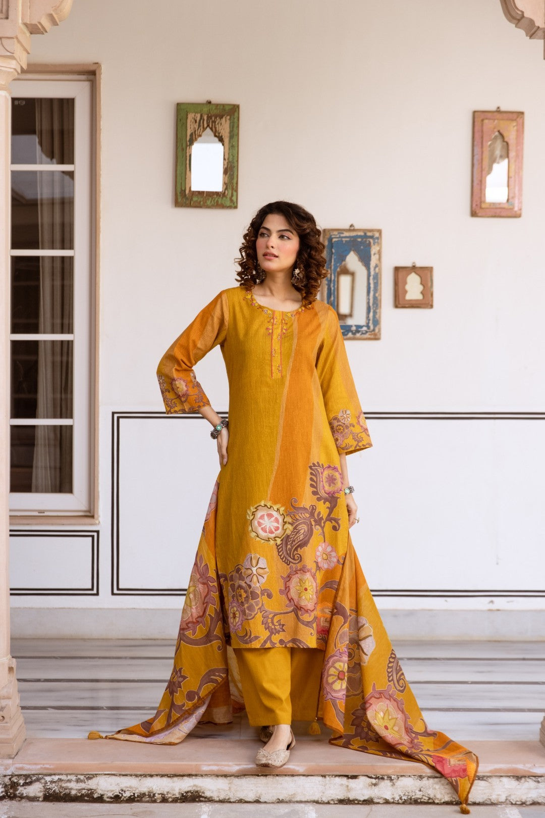 Karen Canary Cotton Suit Set