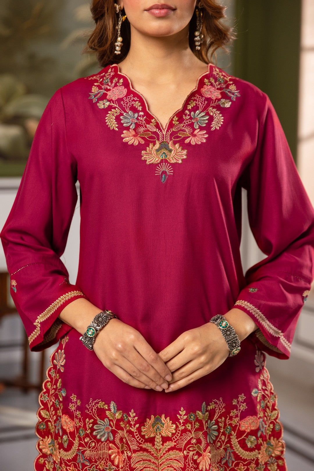 Karen Petal emboidery Cotton Co-ord Set