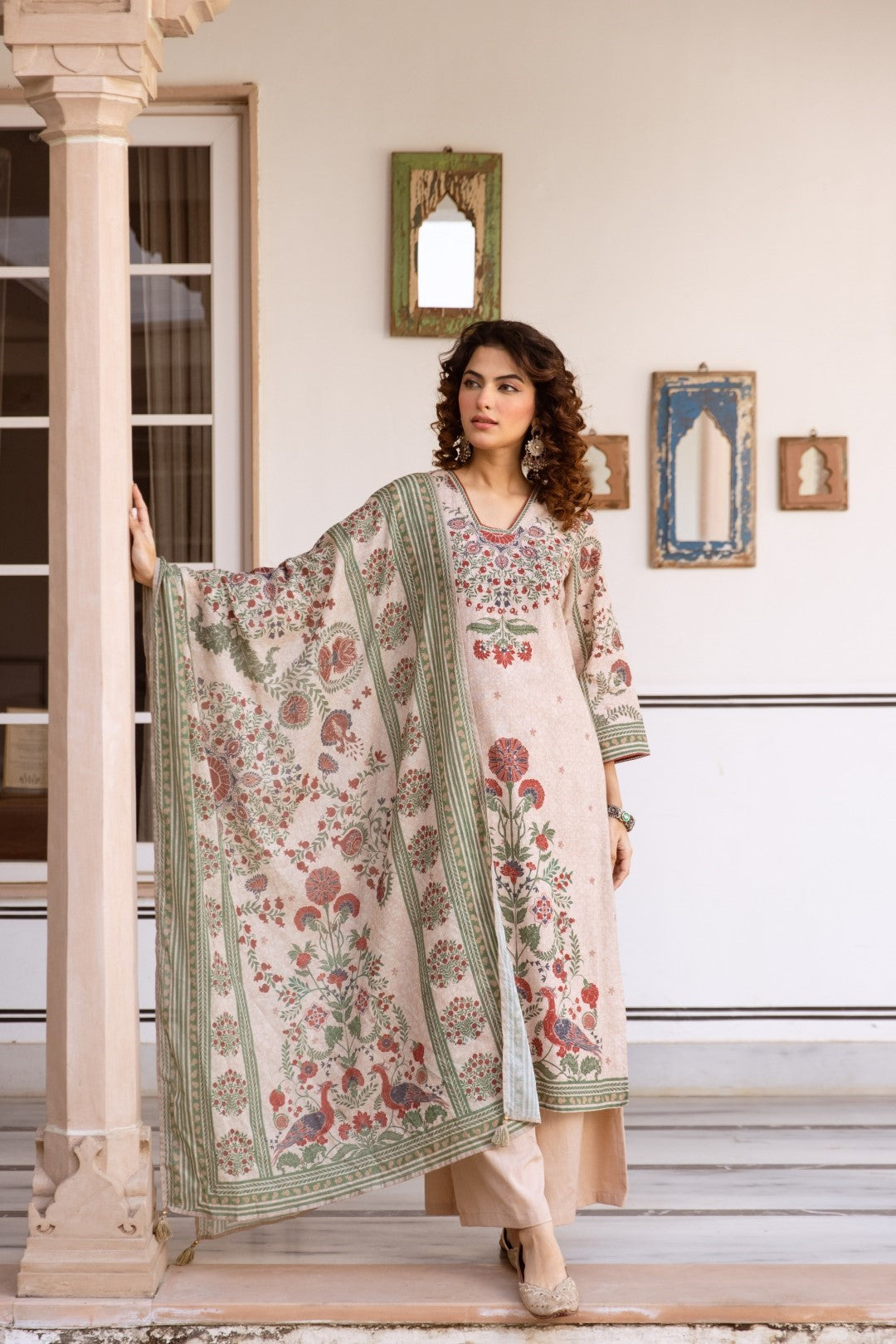 Karen oak cotton printed suit set