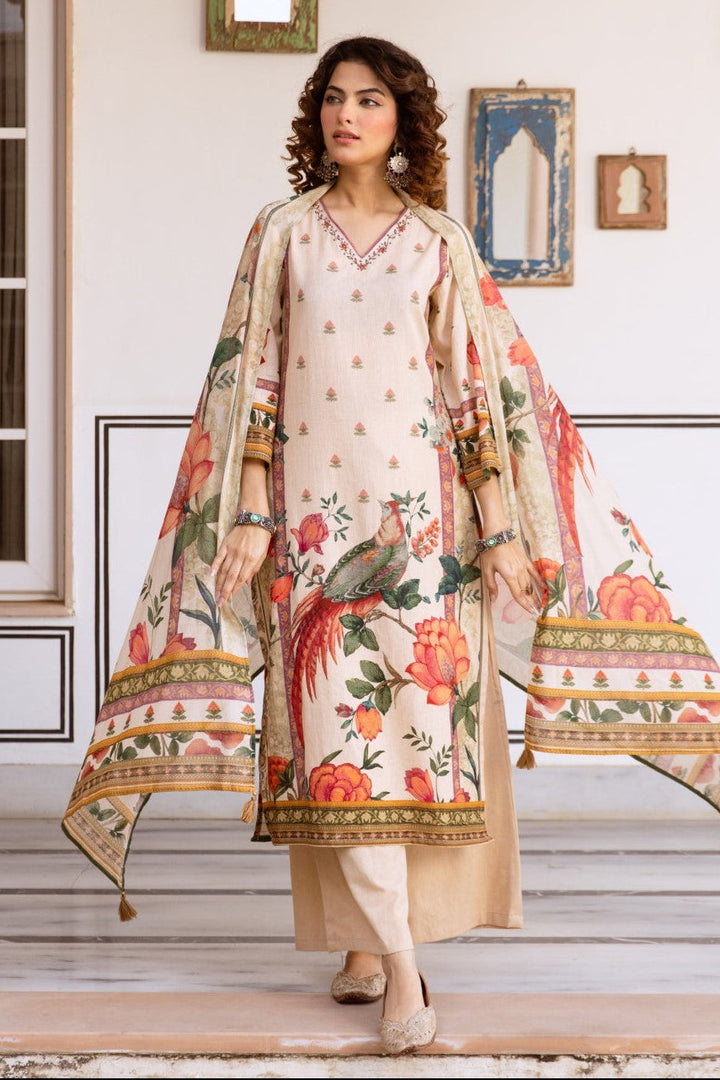 Karen bisque floral suit set