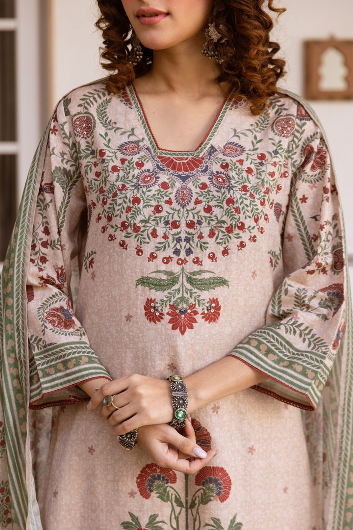 Karen oak cotton printed suit set